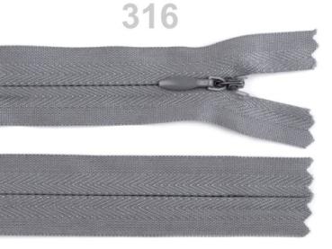 Reißverschluss Nahtverdeckt Länge 60 cm Mittelgrau